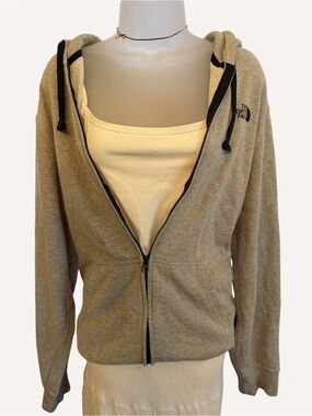 The North Face Women’s Heather Gray Zip Hoodie with Black Trim